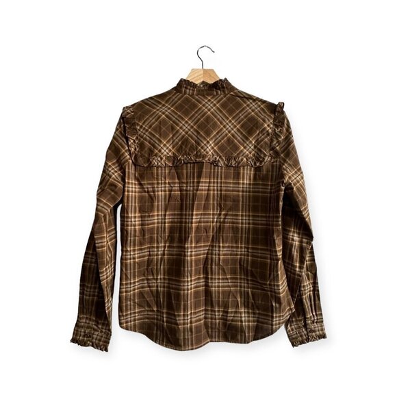 Nili Lotan Brown Plaid Celina Blouse, New With Tag, Size S - Picture 4 of 15